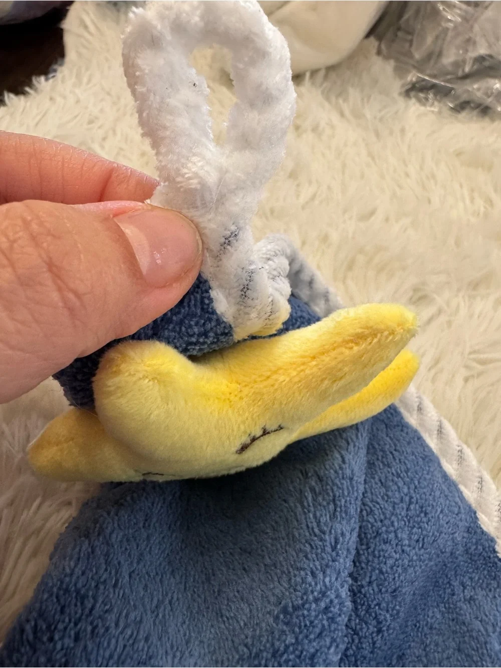 Plush Blue Hand Towel with Yellow Star Attachment